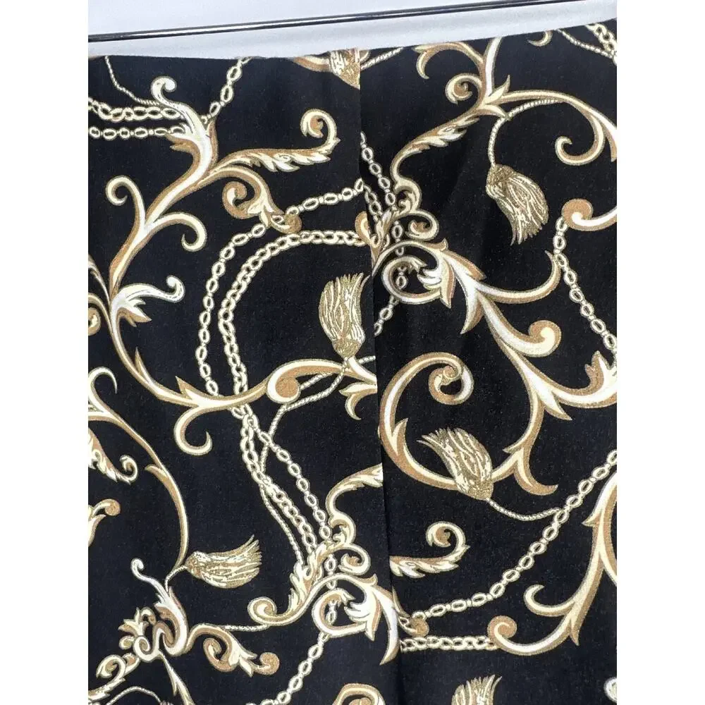 Chico's Slimming Chain Print Pull On Pants Black & Gold Stretch 4 Plus Size 20 - Picture 7 of 10